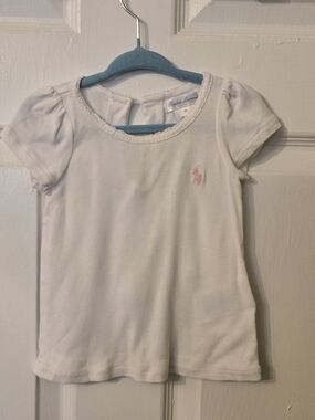 Ralph Lauren White Short-Sleeve Tee with Pink Logo